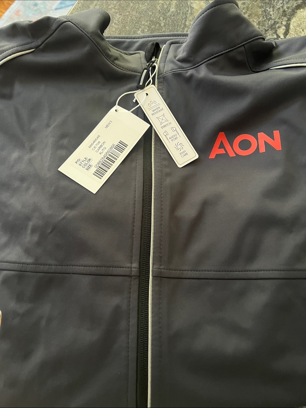 AON Men’s Black Softshell Performance Jacket with Red Logo